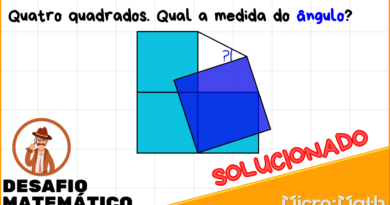 Quatro quadrados. Qual a medida do ângulo?